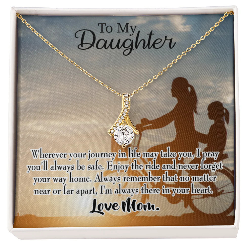 To My Daughter I Pray for You from Mum Ribbon Necklace Gold Tone Standard Box